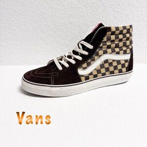 Vans Brown and Tan Checkered Sneakers